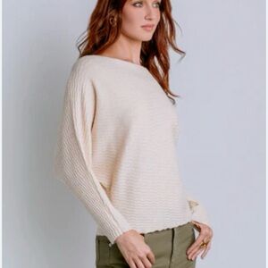 Kerisma Textured Knit Dolman Sleeve Sweater Beige OSFM Batwing